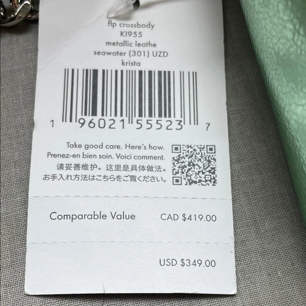 Kate Spade Metallic Seawater Green Crossbody Bag NWT